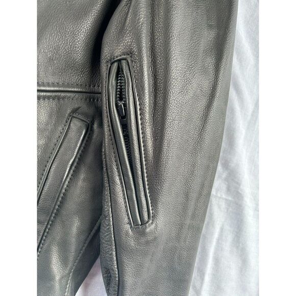 Brooks Black Leatherwear Biker Jacket Men's Size 46 Leather, Made in the USA - Picture 10 of 16